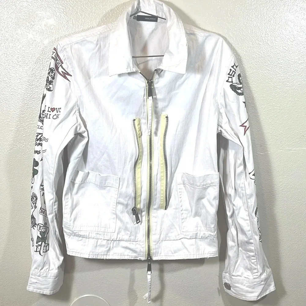 DSQUARED2 Hawaiian Tattoo Denim Jacket size 50/ 40 US Large